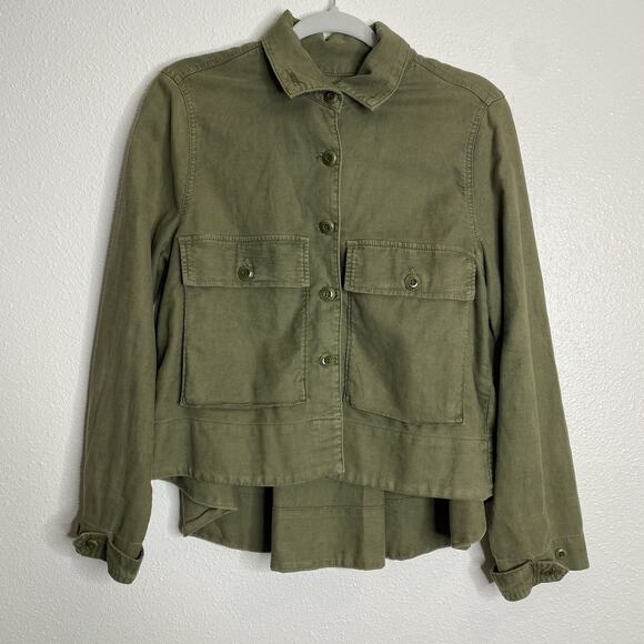 THE GREAT The Swingy Army Canvas‎ Jacket Green Japanese Twill Size 1 - Picture 6 of 10